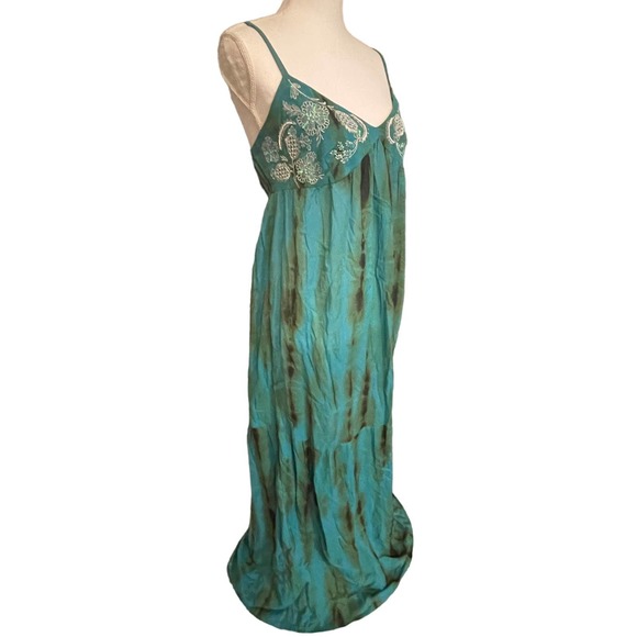 Venus maxi empire style dress, green and teal, size 4 - Picture 2 of 13